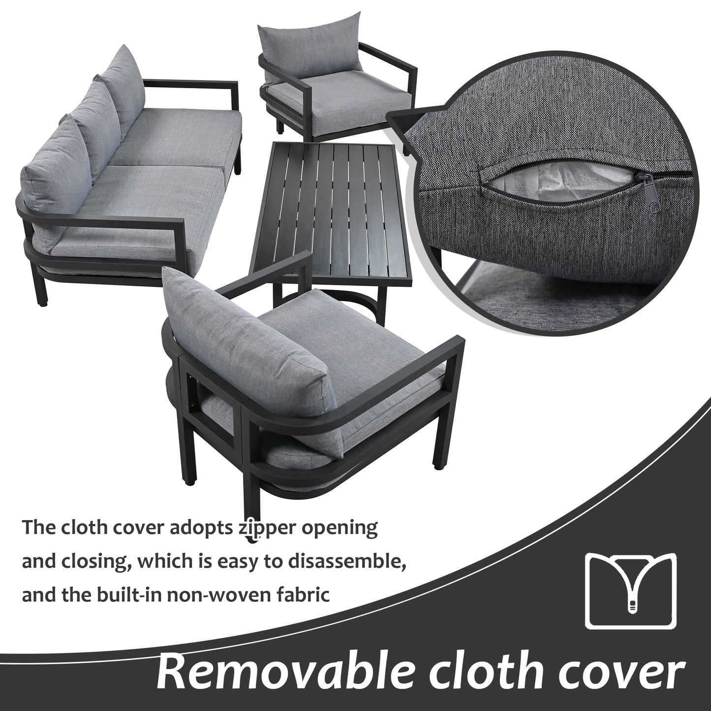 Rosio 4 Pc Outdoor Patio Seating Set - Light Gray