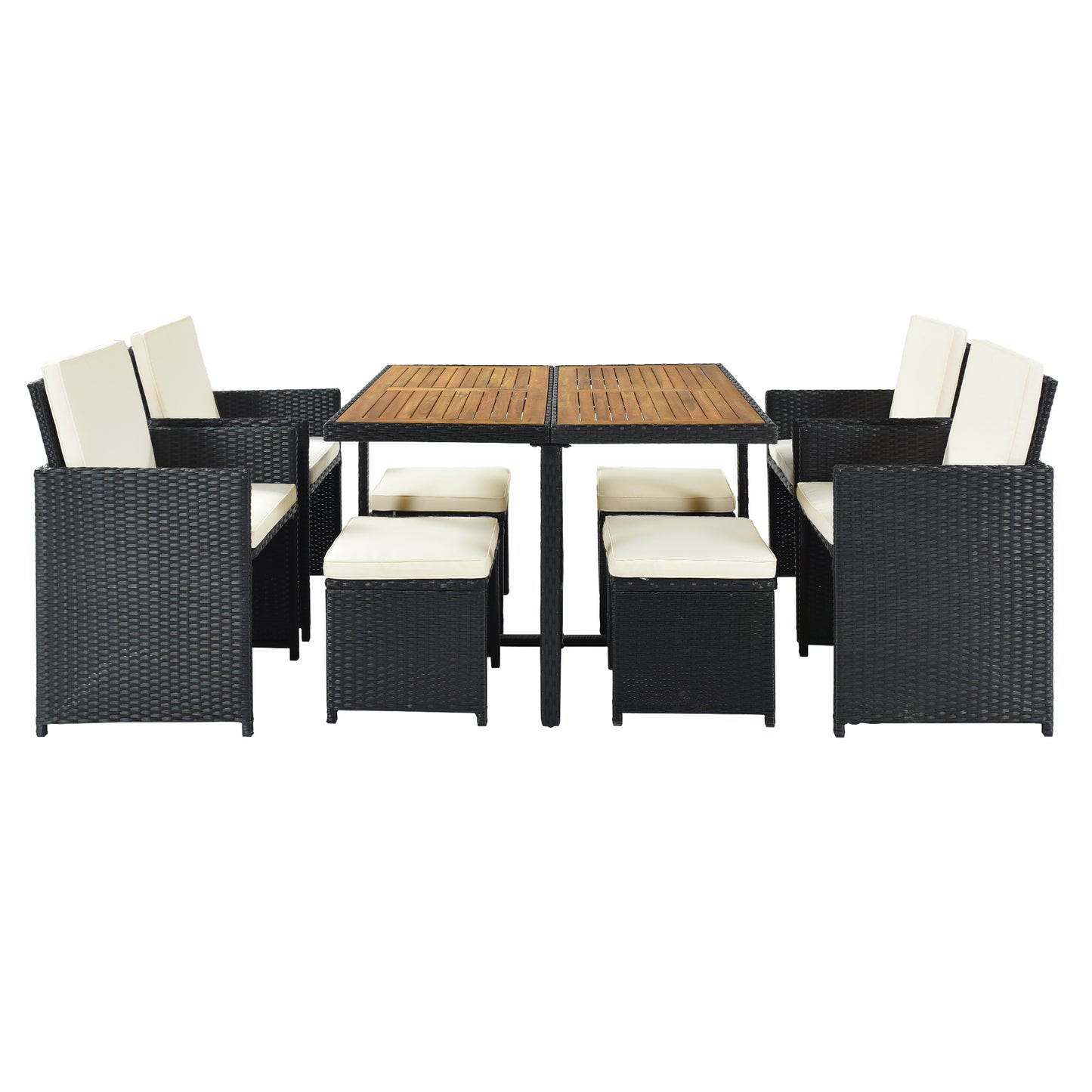 Larita 9 Pc  All-Weather PE Wicker Dining Table Set - Black