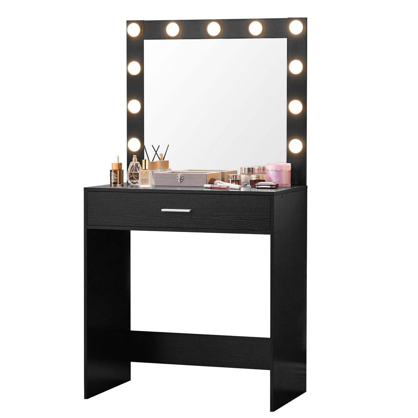 Auro Vanity Desk with Mirror & Light - Black