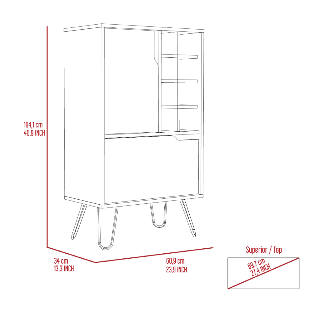 Weston Bar Cabinet With 8 Built In Bottle Racks - Gray