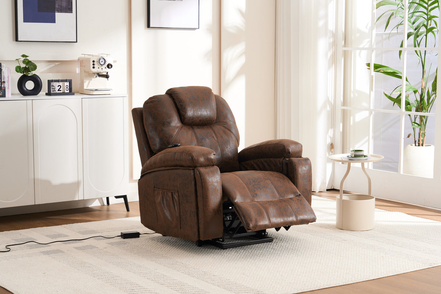 Rocha Power Lift Recliner Chair with Massage - Brown