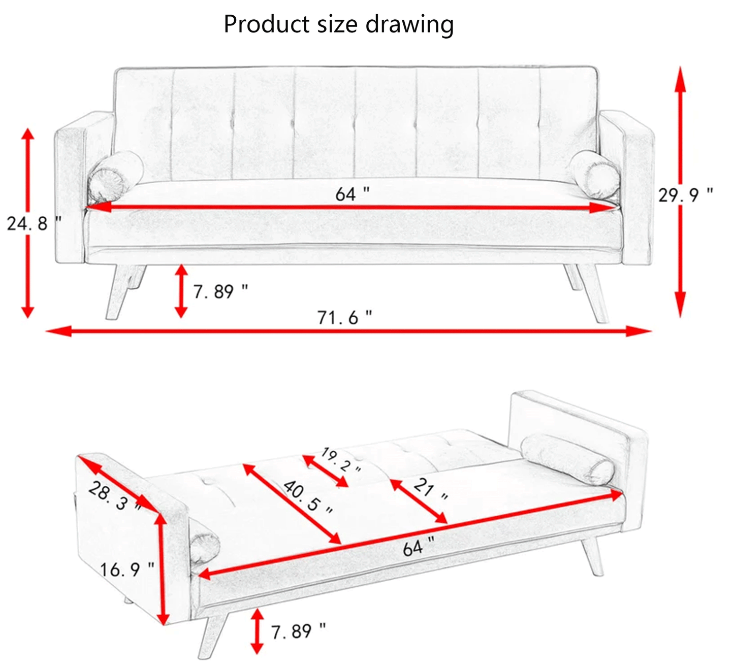 Tao Double Corner Folding Sofa Bed - Beige