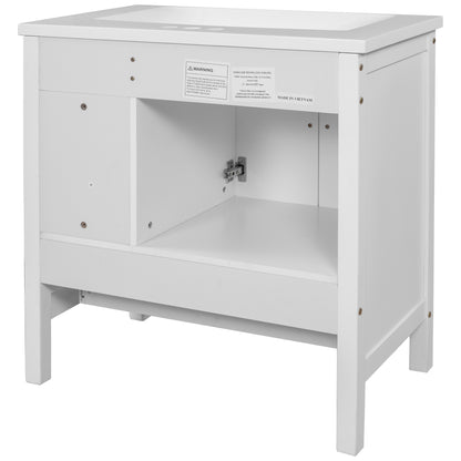 Wooden Bathroom Vanity with Ceramic Sink - White