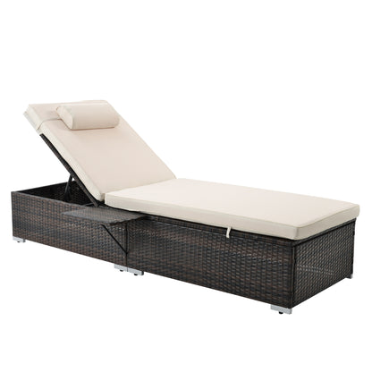 Valencia Outdoor PE Wicker Chaise Lounge  (Set of 2)  - Beige