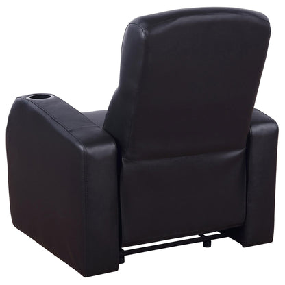 Novak Black Upholstered Recliner with Cup Holder