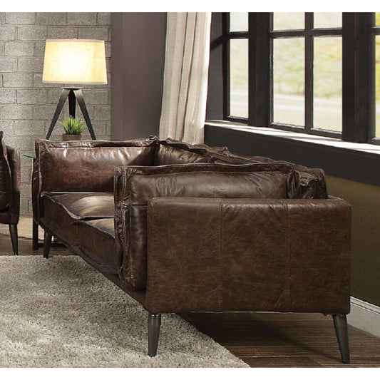 Porchester Top Grain Leather Loveseat - Chocolate