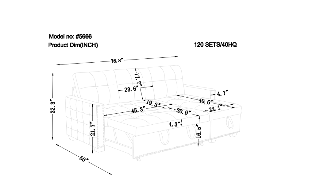 Eki Reversible Sectional Storage Sleeper Sofa Bed - Light Grey