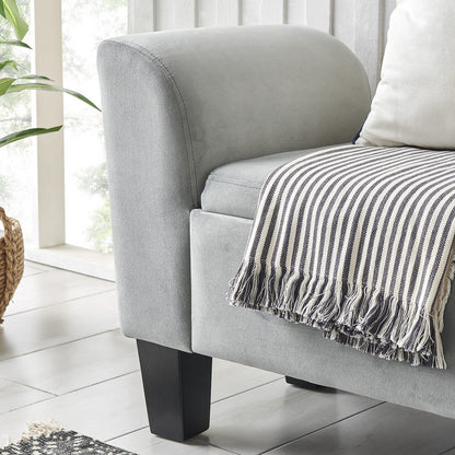 Mila Velvet Ottoman Bench with Storage - Gray