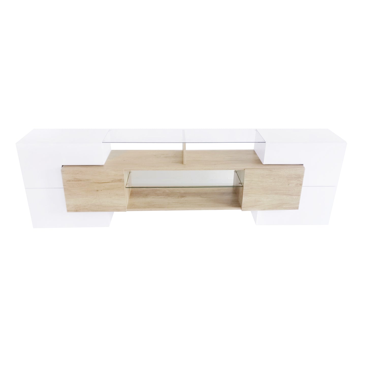 Trax TV Stand with 2 Illuminated Glass Shelves - Wood