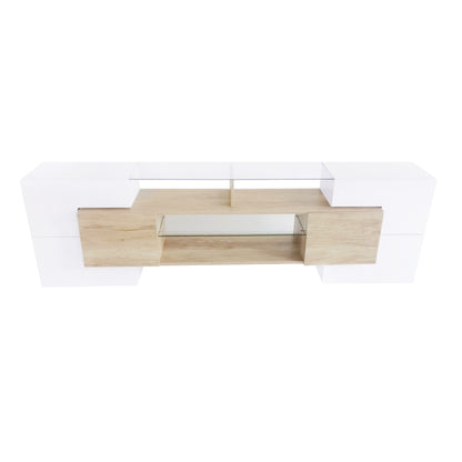 Trax TV Stand with 2 Illuminated Glass Shelves - Wood