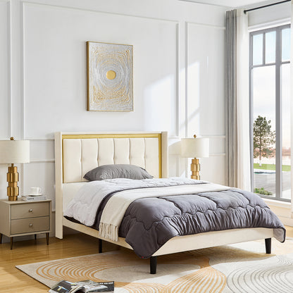 Vito Full Size Platform Bed Frame - Beige