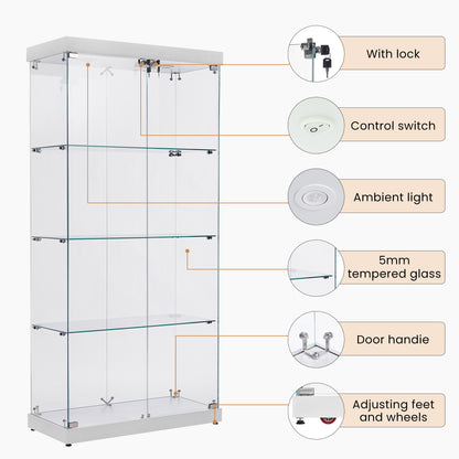 Stargazer 4 Shelves Glass Display Cabinet - White