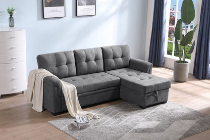 Lucca Fabric Reversible Sectional Sleeper Sofa Chaise with Storage - Gray