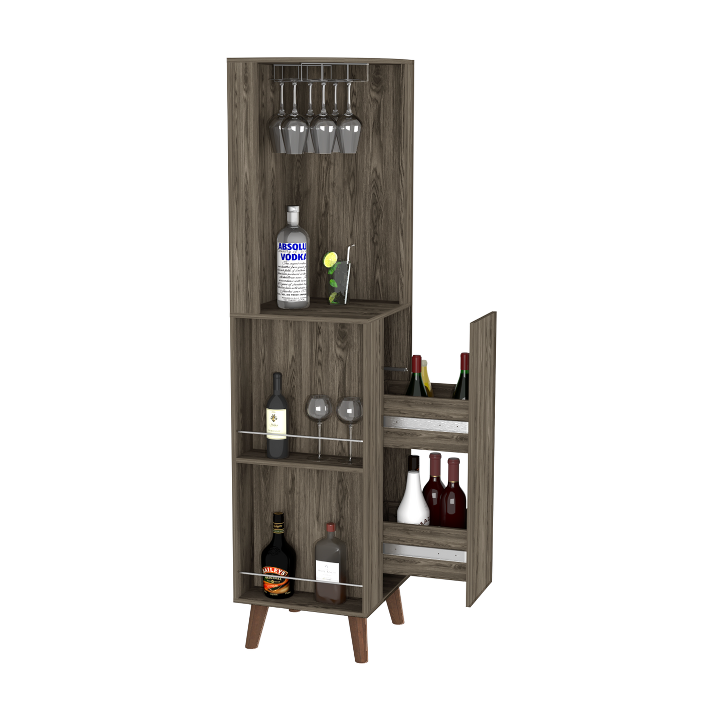 Plex Corner Bar Cabinet - Dark Brown