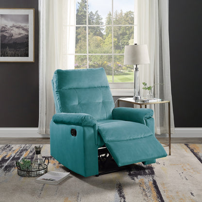 Lester Velvet Recliner Motion Recliner - Teal Blue