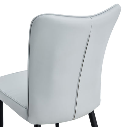 Carver PU Dining Chair Black Metal Leg (Set of 4) - Light Gray