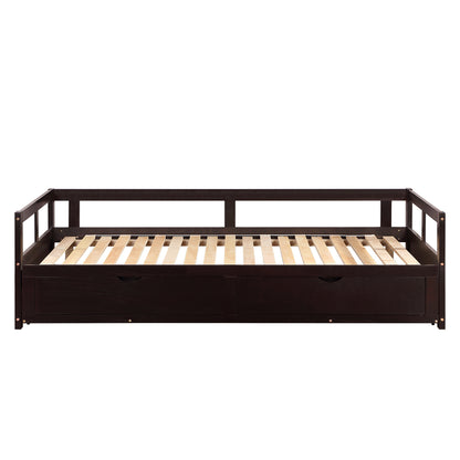 Urban Twin Size Wooden Daybed with 2 Drawers - Espresso