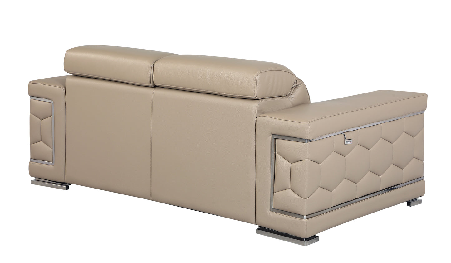 Denzel Top Grain Italian Leather Loveseat - Beige