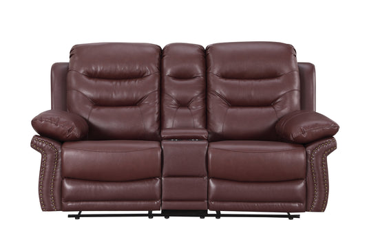 Rowan Reclining Console Loveseat - Burgundy