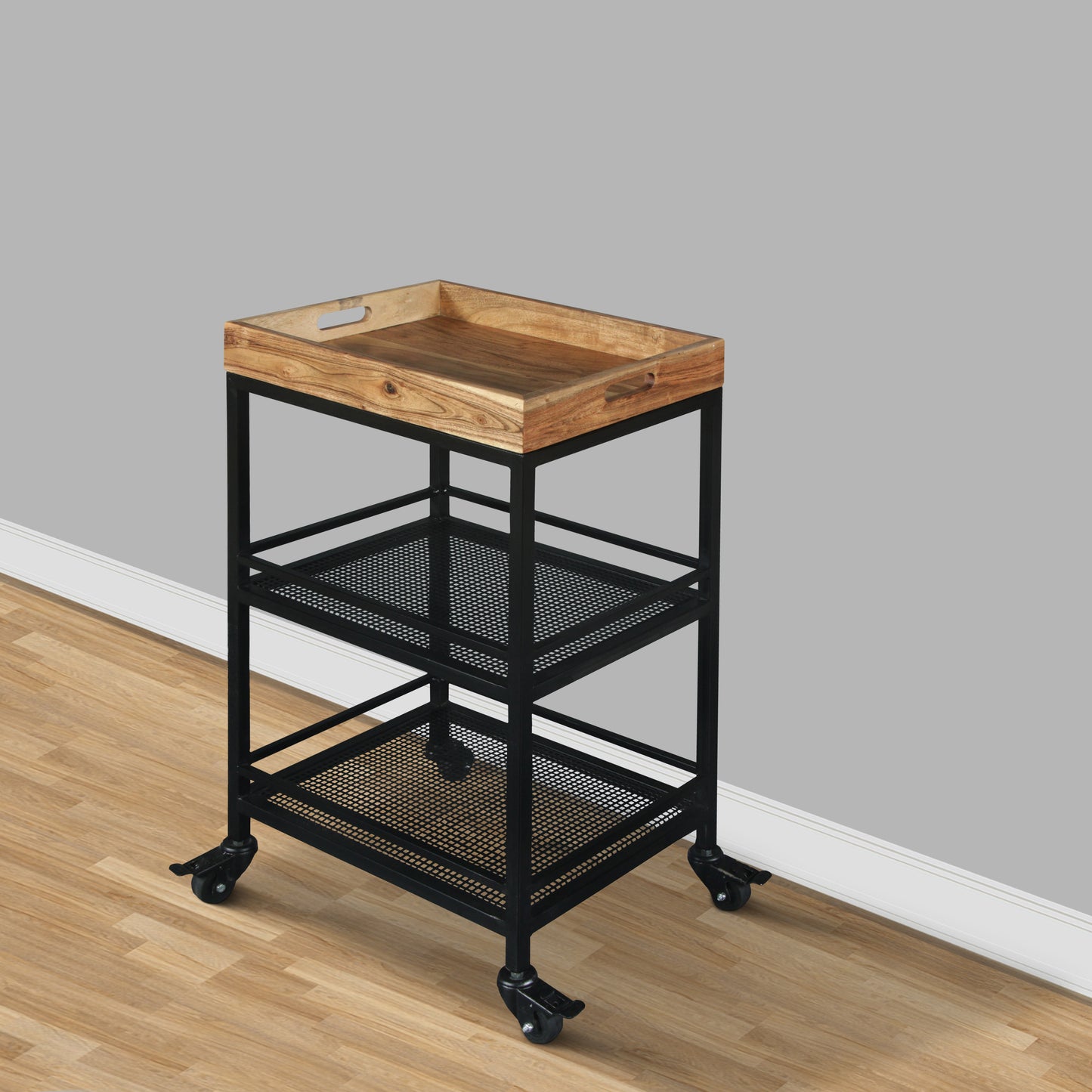 Smart Serve Bar Cart  3 Tier Tray Top and Storage