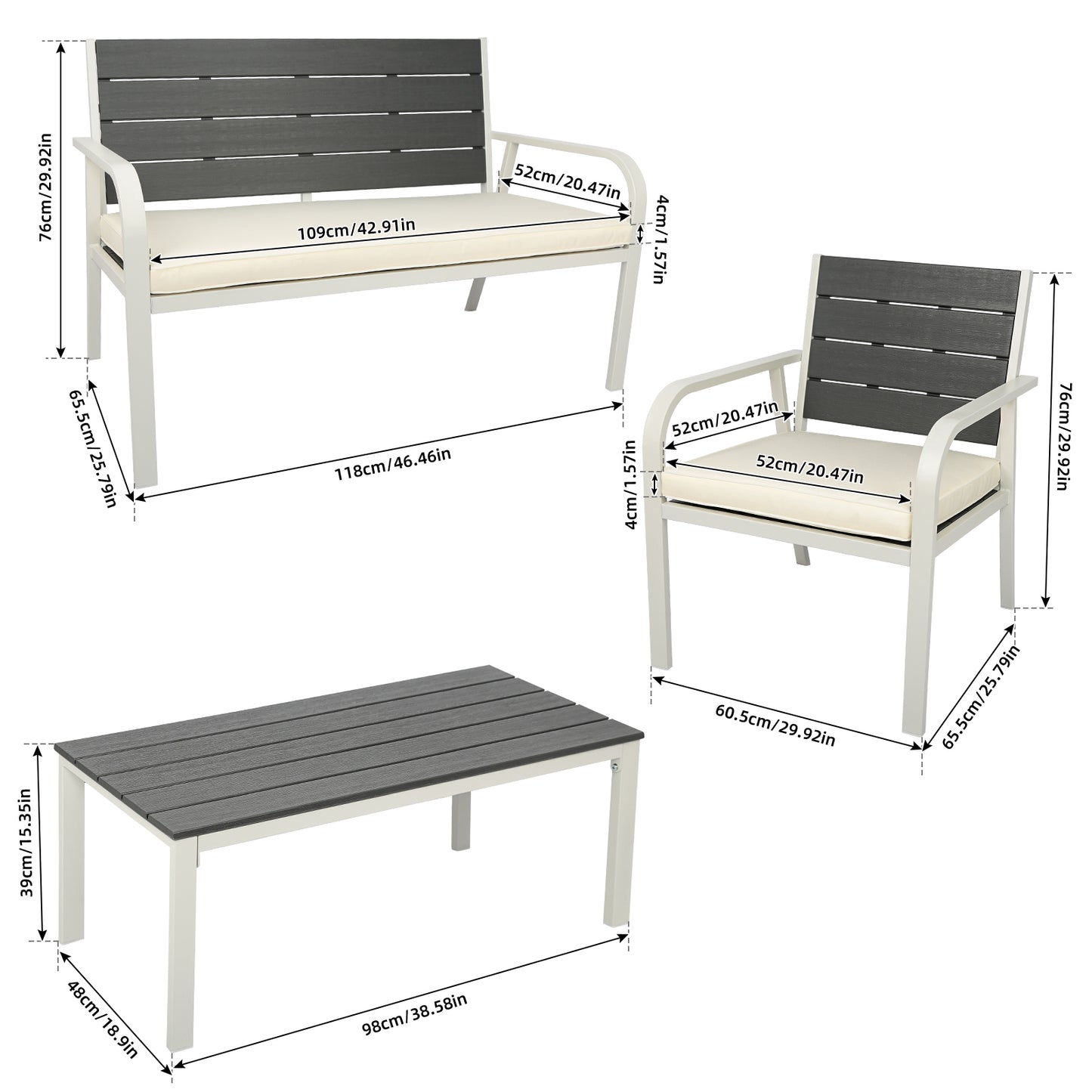 Britt 4 Pc Outdoor Patio Seating Set - White