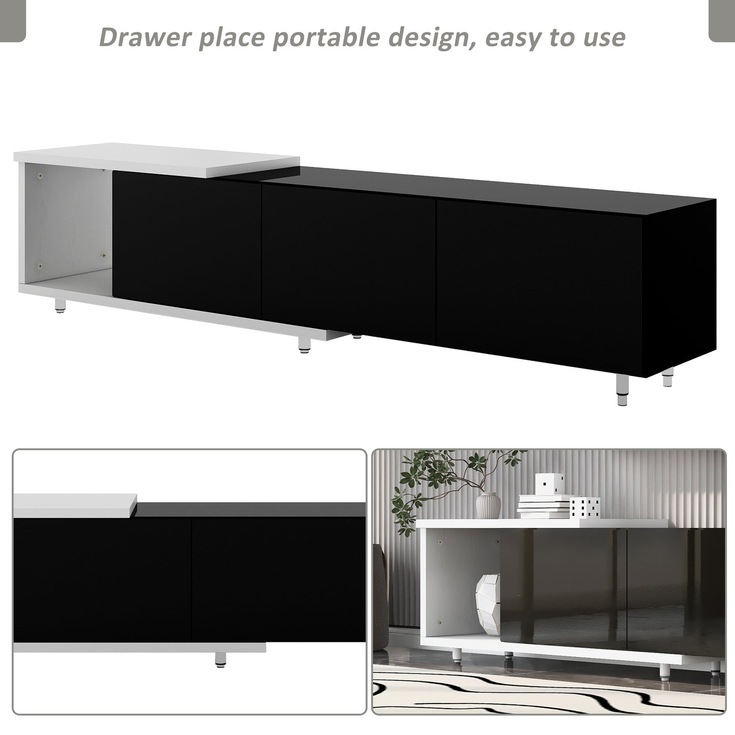 Legend Stylish TV Stand Cabinet - Black