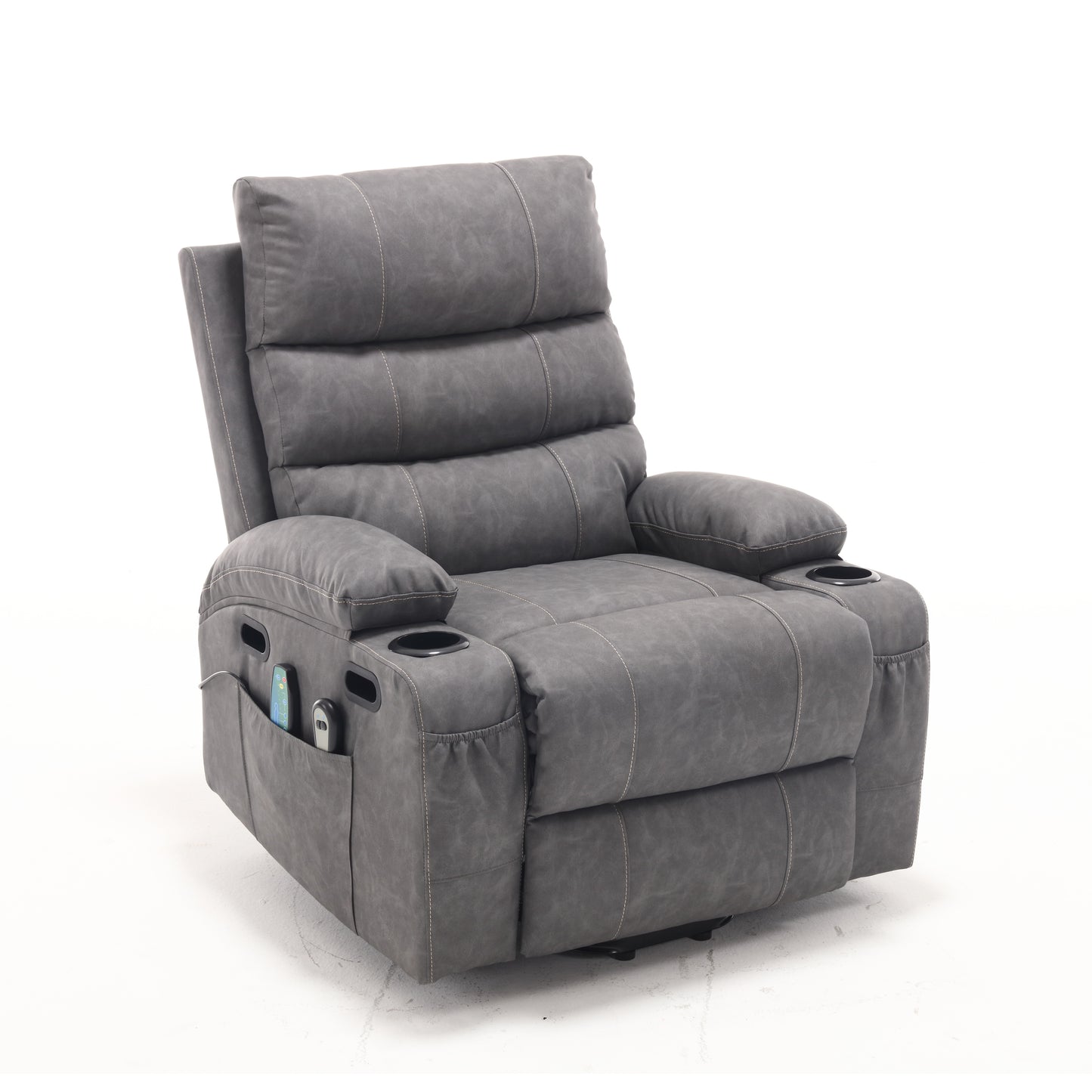 Elias Large Power Lift Recliner Chair with Massage - Gray