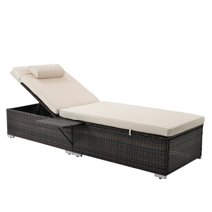 Valencia Outdoor PE Wicker Chaise Lounge  (Set of 2)  - Beige