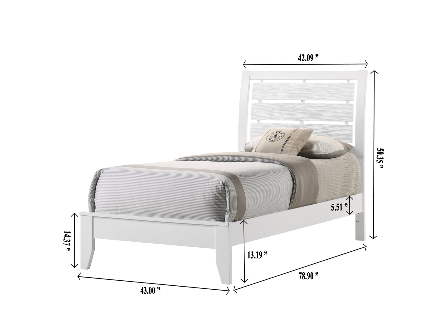 Winston Twin Size Bed - White