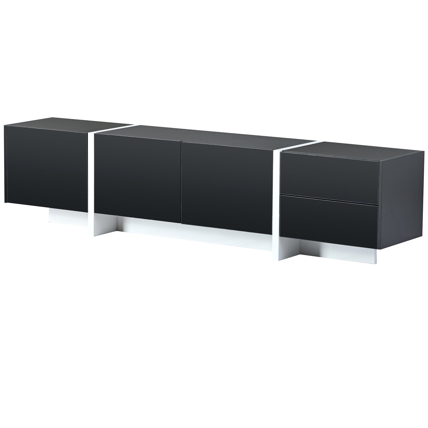 Terra White & Black Contemporary Rectangle Design TV Stand - Black