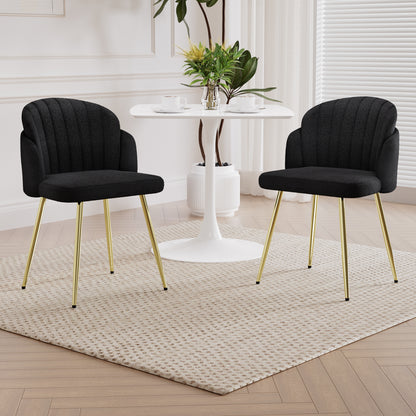 Zulma Fabric Dining Chairs with Gold Leg (Set of 2) - Black