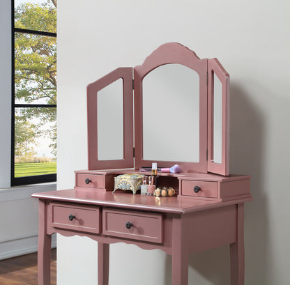 Sanlo Wooden Vanity Make Up Table and Stool Set - Rose Gold