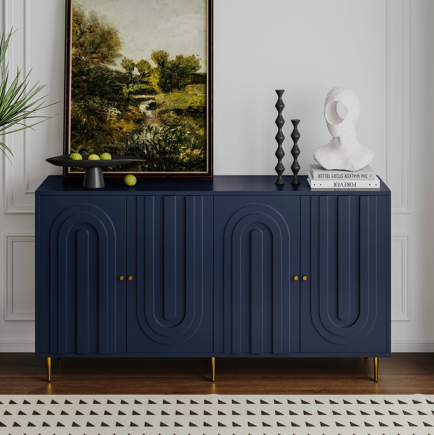 Jana Wooden Cabinet Sideboard - Blue