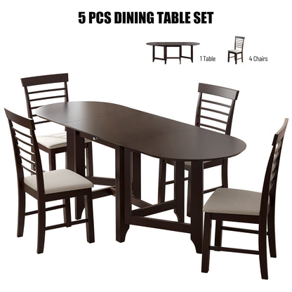 Ivan 5pc Dining Set Extendable Table 4x Side - Dark Brown