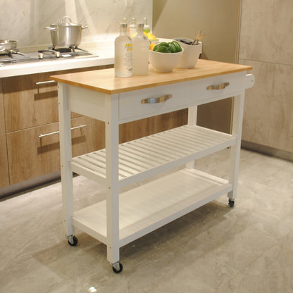 Vintage Kitchen Island & Kitchen Cart  - White