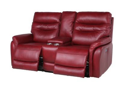 Sullivan Top-Grain Leather Power Recline Loveseat - Red