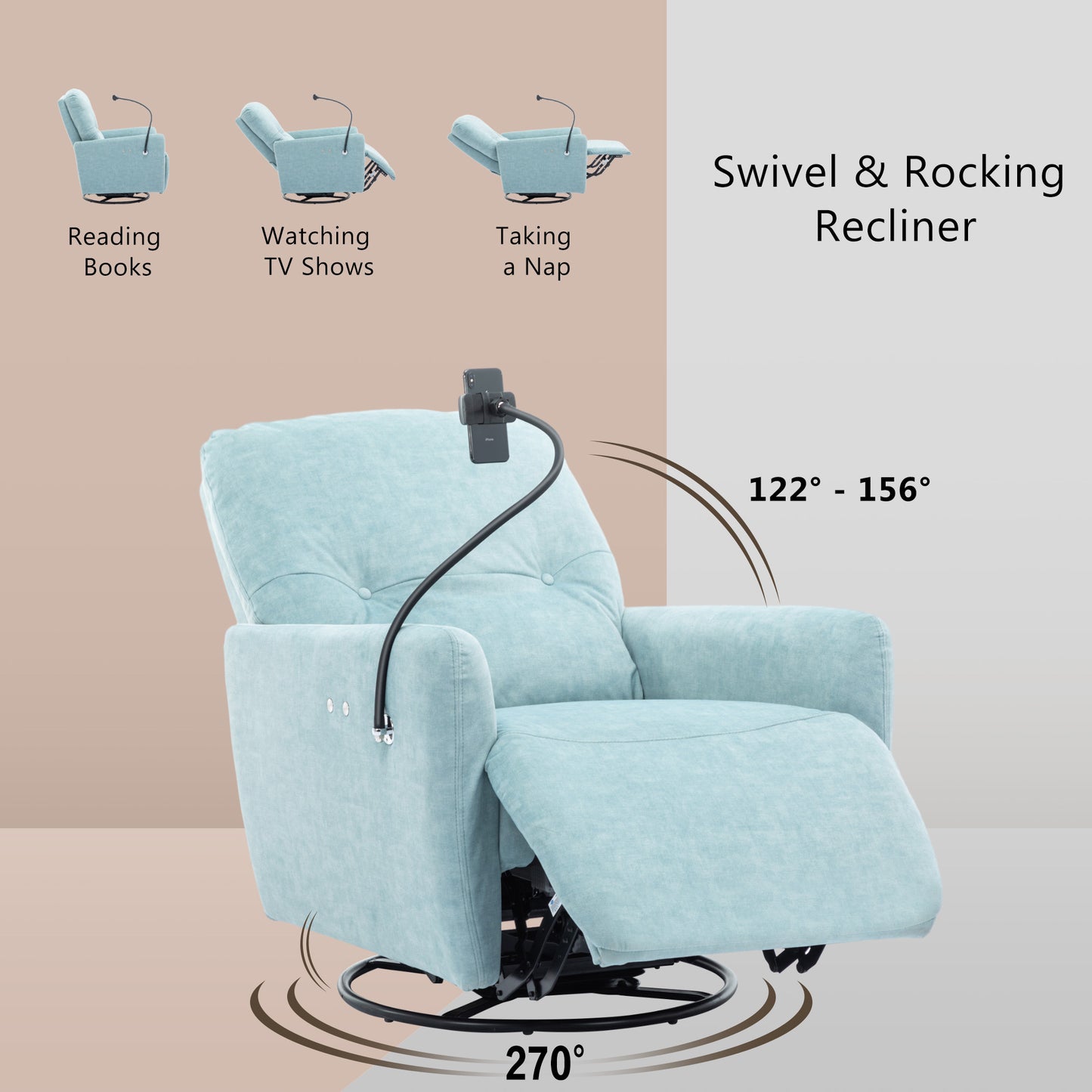 Dax Electric Rocking Motion Recliner - Blue