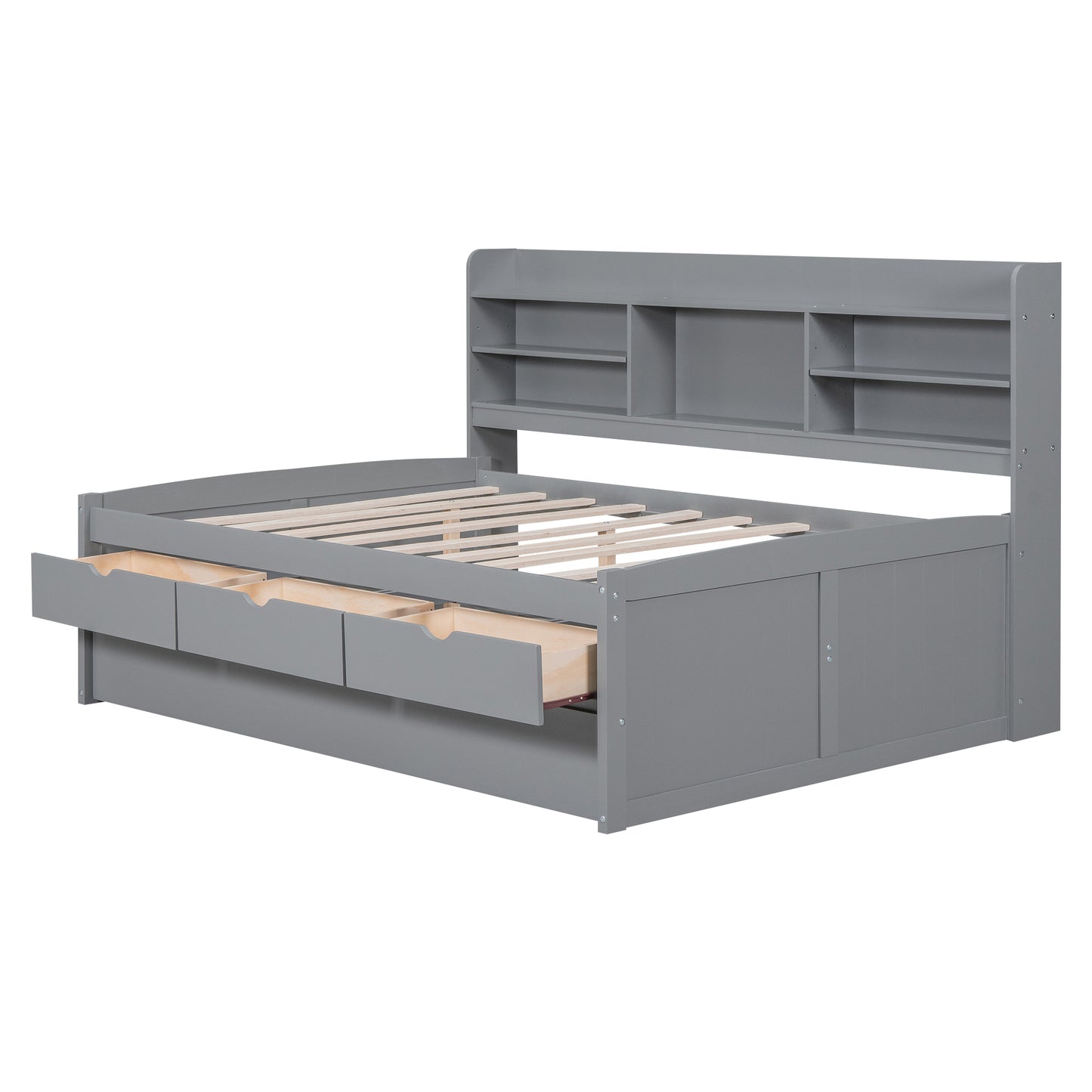 Gini Full Size Daybed with Trundle and Storage - Light Gray