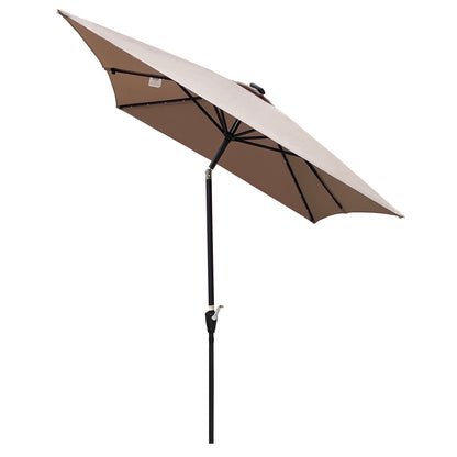 Joya 10 x 6.5 ft Patio Solar LED Umbrellas  with Crank - Beige