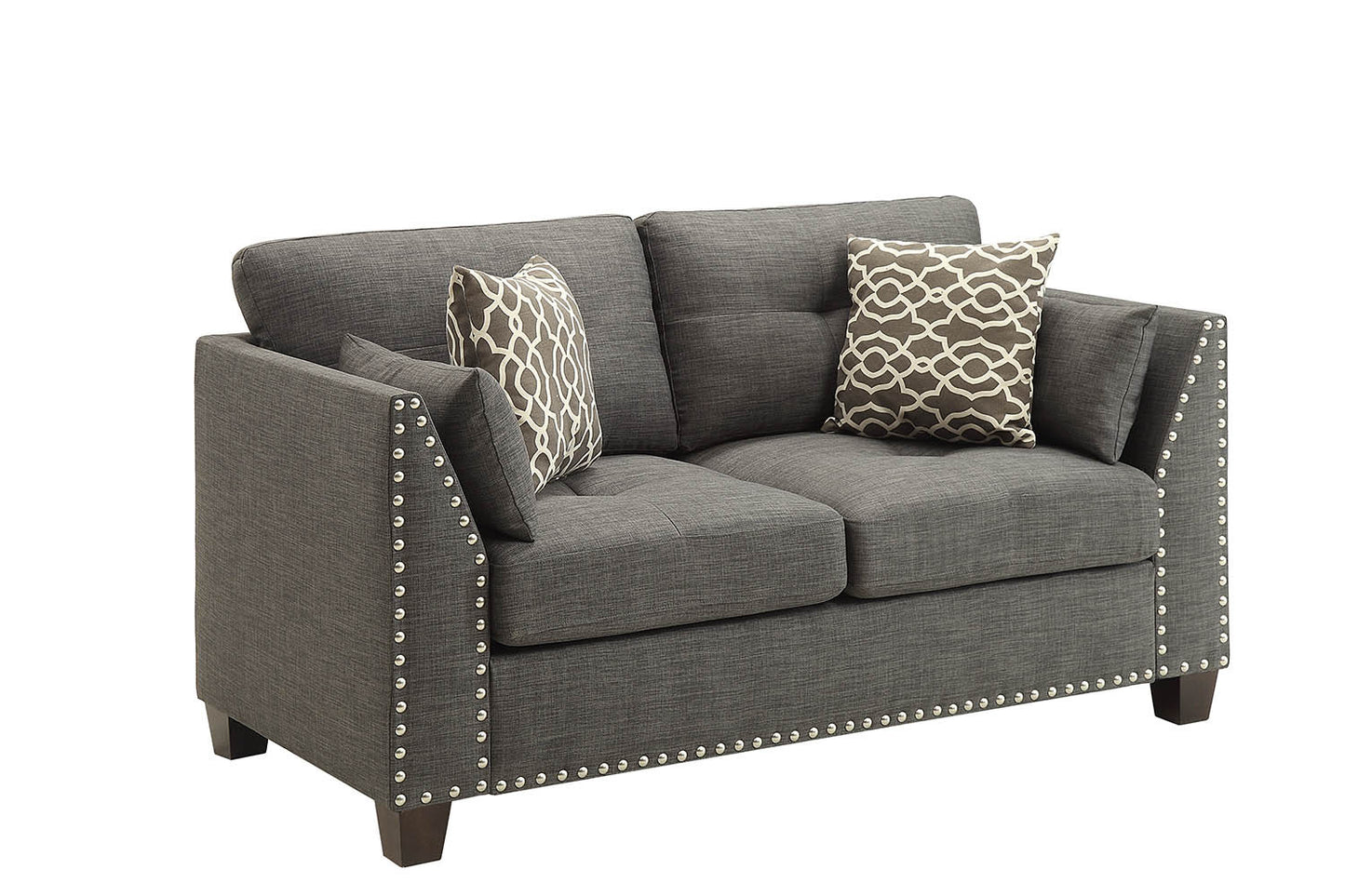 Laurissa Linen Loveseat w/4 Pillows - Dark Gray