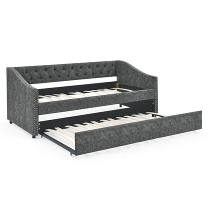 Toya Twin Size Daybed with Twin Size Trundle - Gray