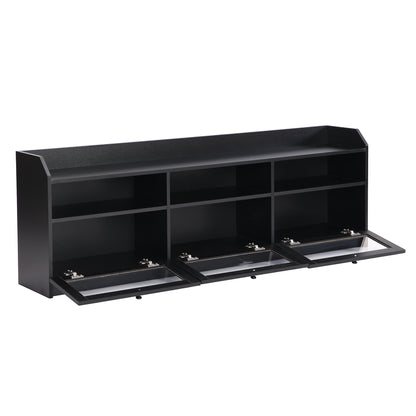 Ashton TV Stand with Acrylic Board Door - Black