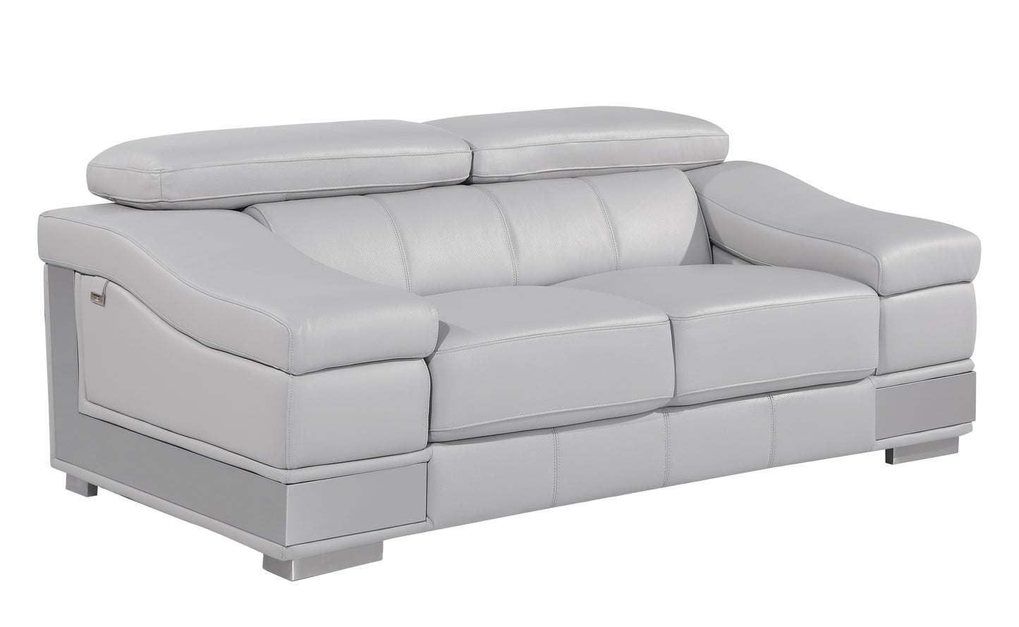 Porta Top Grain Italian Leather Loveseat - Light Gray