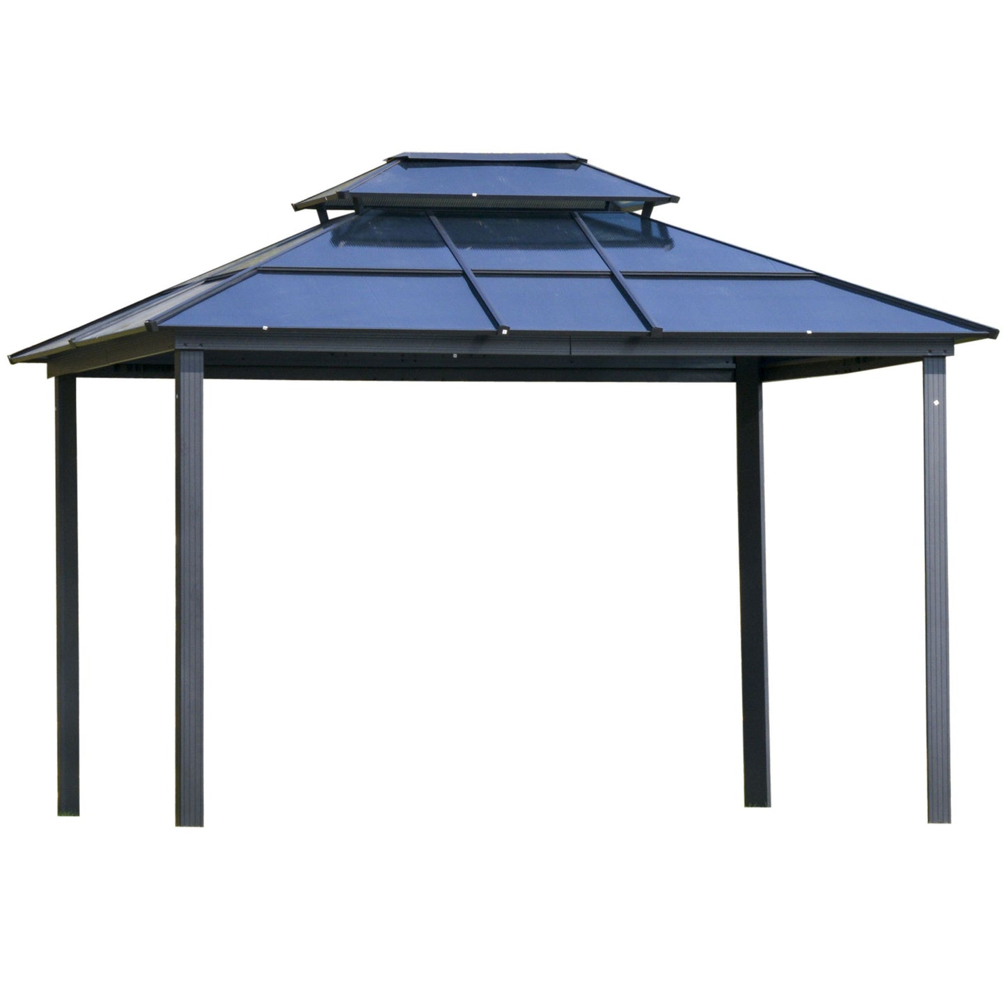 Pok 10 x 12 ft Hardtop Gazebo Canopy with Double Roof - Gray