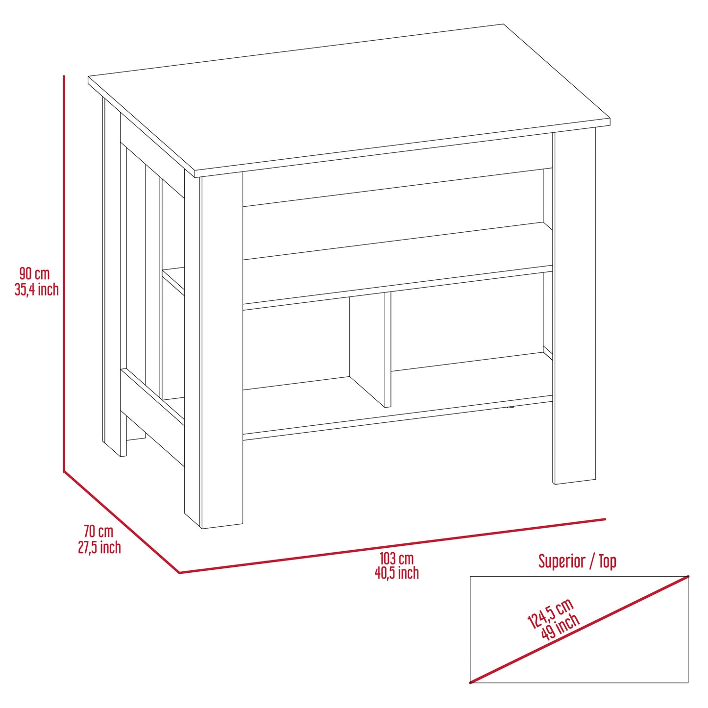 Prep Pro Center Kitchen Island - Dark Brown