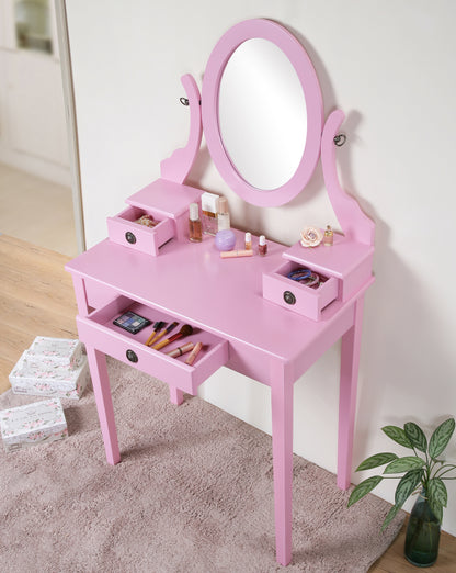 Moniya Makeup Vanity Table and Stool Set - Pink