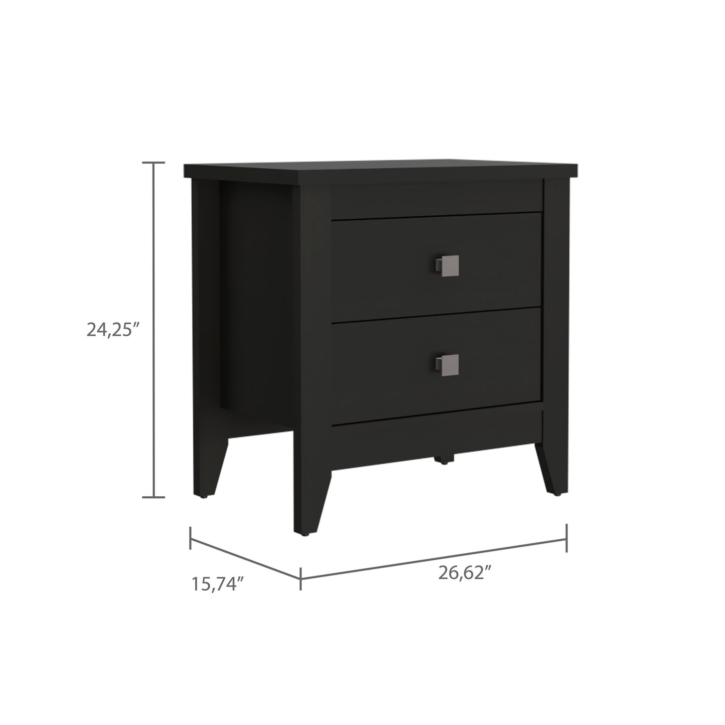 Windsor 2-Drawer Nightstand - Black