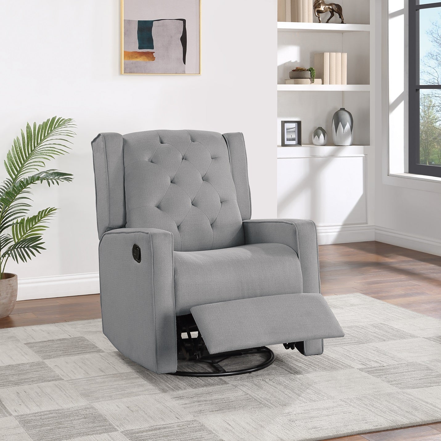 Nelson Polyfiber Swivel Recliner Chair - Dark Gray