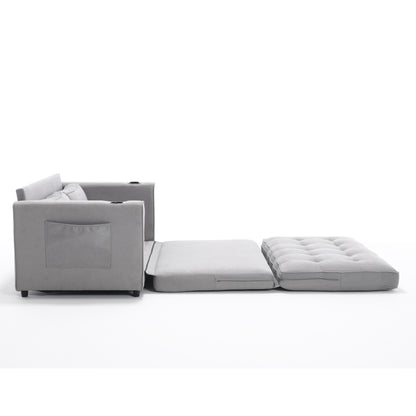 Neo Tufted Loveseat with Pull Out Sleeper - Light Gray