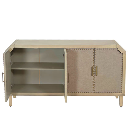 Retro Industrial Style Rivet Decor 4-Door Cabinet